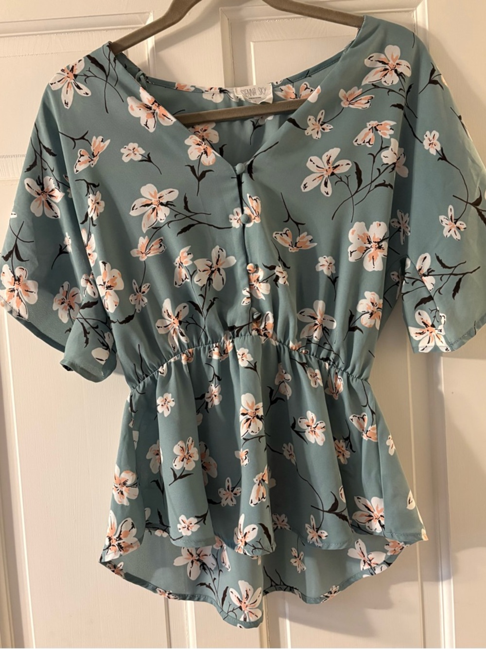 Sienna Sky Sage Green Floral Peplum Top